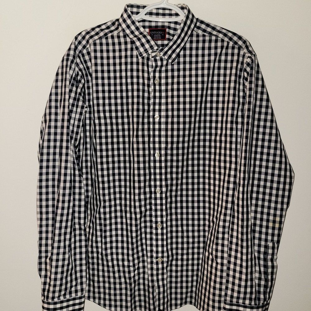 Untuckit Long Sleeve Button Up Shirt Men's Size XL Check